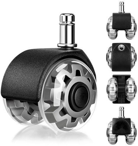 Mexgcom 5 PCS Ruedas Silla de Oficina, 11 X 22 MM Ruedas Giratorias, 360 ° Rotatables, Silencioso, Para Parquet Alfombras Laminado y Azulejos Baldosas de CeráMica