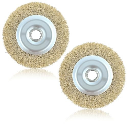 Lot de 2 brosses métalliques de nettoyage de terrasse pour Ryobi RAC814 avec trou d'arbre pour RY18PCA-0 OPC1800 OPC1815 EFB 400/401 et plus de nettoyage des débris de joints rouillés (115 mm x 16 mm