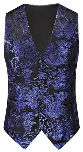 Chaleco de cachemira para hombre, estampado de un solo botonadura, ajustado, estilo hipster, metálico, cuello en V, esmoquin para boda