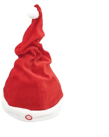 CYRENT Musikalisk tomtemössa prydnad sjungande dans juldekoration flerfärgad plast 35 cm festlig träd vägg fönster mittpunkt för semesterfester familjesammankomster (röd)