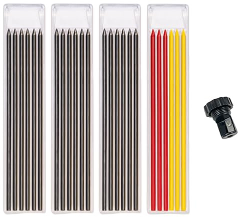 OIXYEY 24 minas de lápiz para lápiz de carpintero de 2,8 mm, minas de repuesto para lápiz de carpintero para minas Pica Dry, minas sólidas para rotuladores de punta gruesa para carpintería