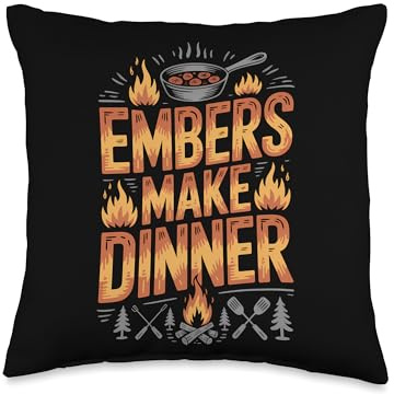 Briquette Charcoal Stew cast Iron Camp Cooking Throw Pillow