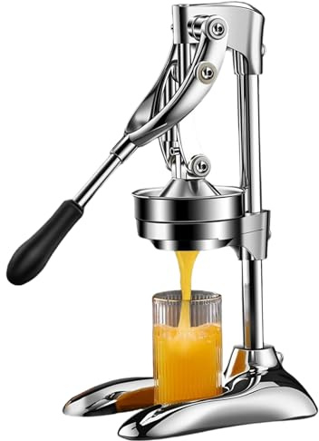 Manuell juicepress handpress med halkfritt handtag 304 rostfritt stål fruktpress effektiv juicepress för apelsiner, druvor, citroner, bär kök.