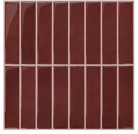COMSTICKC 3D Fliesenaufkleber Klebefliesen Rot, 10-Stück 30,5 x 30,5 cm