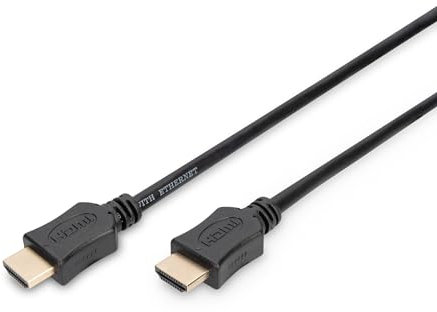 DIGITUS Câble HDMI - HDMI 2.0 - 2m - Ultra HD 4k 60 Hz - contacts plaqués or - compatible avec TV, projecteur, moniteur - noir
