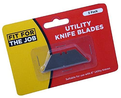 Fit For The Job 5 Pack Retractable Knife Blades | Heavy Duty 60mm 2.3 inch Universal Utility Knife Blades, Window Scraper Blade