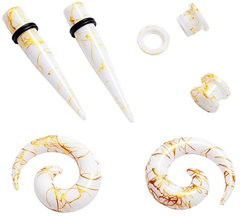 Huacan Ohr Dehnstäbe Tunnel Set - Acryl 6 Stück Scwarz Weiß Blau Unsiex Dehnstab Dehnset Dehnungsstäbe Taper Plug Ohr Piercing Stecker Expander Damen Herren 6mm-12mm
