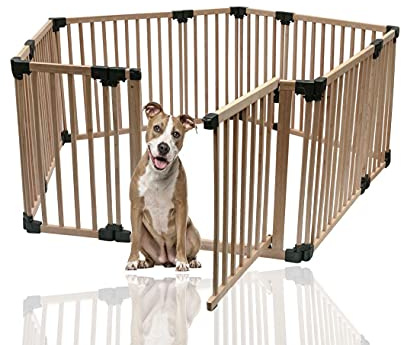 Bettacare Recinto Gioco per Cani in Legno, a Pentagon, 5 x 120cm, Naturale, 76cm di Altezza, Zona Gioco per Cani e Cuccioli, Recinto per Animali Domestici, Area Cani Interna, Facile da Installare