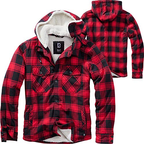 Brandit Lumber Jacket Hooded, Color: red/black, Size: XXL