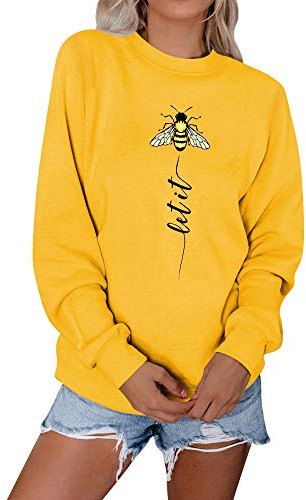 Dresswel Women Let It Bee Sweatshirt Bee Keepers Pullover Crew Neck Long Sleeve Tops Jumpers Blouse