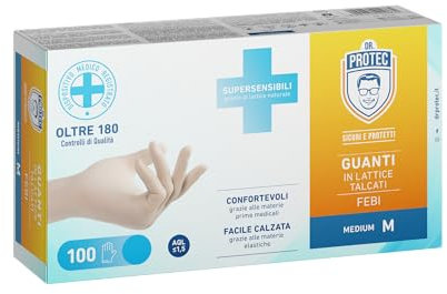 Dr. Protec, Febi Talcato, Guanti in Lattice, Taglia M,100 Pezzi