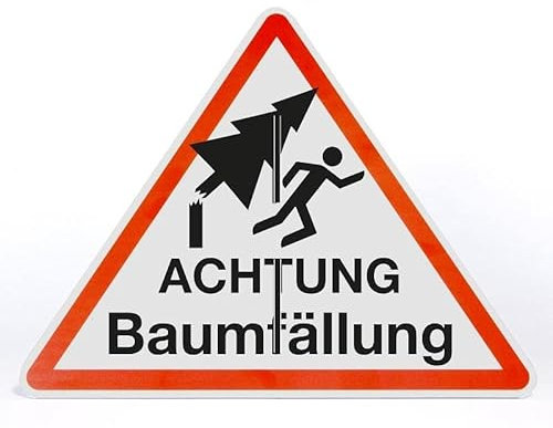 AllesKlaro® Warnschild Aufsteller „Achtung Baumfällung Gefahr“ – freistehender Dreieck-Aufsteller 50×40 cm aus 4 mm Alu-Verbundplatte – witterungsfest, UV-beständig, Made in Germany