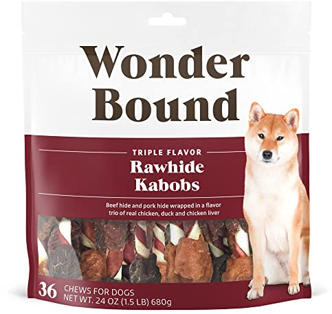 Amazon Brand - Wonder Bound Triple Flavor Rawhide Kabobs for Dogs, Variety, 1.5 pound (Pack of 1)