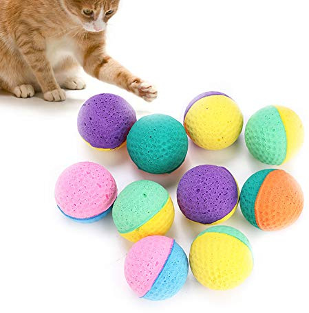 Restokki Set di 10 Palline per Gatti - Giocattoli Interattivi Colorati in Schiuma, Palle Rimbalzanti per Animali Domestici