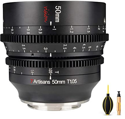 7artisans Vision 50 mm T1.05 Obiettivo APS-C full frame focus manuale obiettivo cinema grandangolare per Canon RF Mount e videocamere cine.