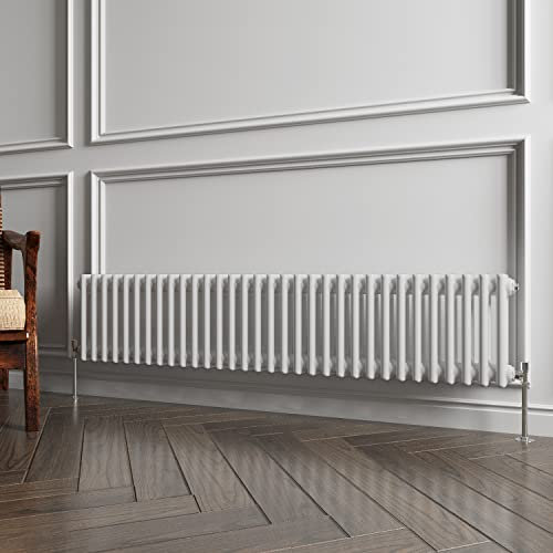 2 Column Radiator White Traditional Style 300x1460mm Horizontal Vintage Radiator,Design for Bedroom, Dining Room, Living Room