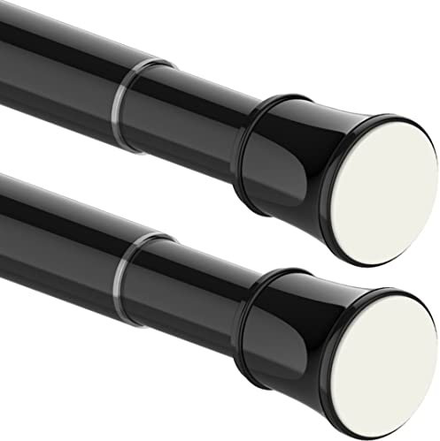 2PCS Extendable Curtain Poles Telescopic Spring Tension Rods No Drilling Curtain Rods Adjustable Poles for Wardrobe Window,Shower,Bedroom,Doorway(110-200CM/43.5-78Inch,Black)