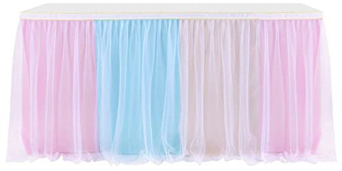 Tüll Tischrock Tüll Tisch Rock Tüll Tischdecke Tischrock für festlich Hochzeit Baby Shower Kinder Geburtstag Verlobung Weihnachten Candy Bar Taufe Party Deko Tischdeko L183*H77cm