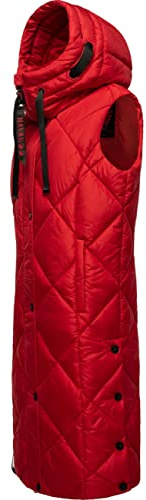Navahoo Varm dam vinter quiltad väst lång med huva XS-XXL, Apple röd, S