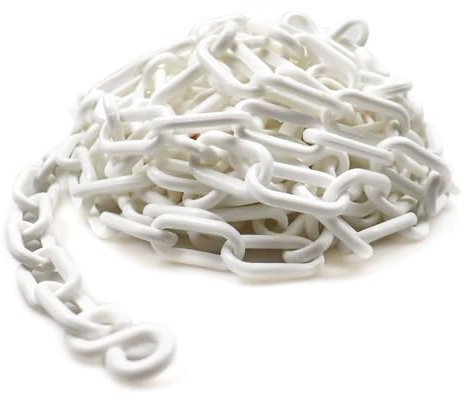 BOQIIKAR Plastic Chain Barrier Safety Plastic Chain 5 Meters 6mm x 5m High Visible Plastic Link Chain for Warning Safety Parking Space, Transportation Facility, Crowd Control, Traffic, Queuing Line