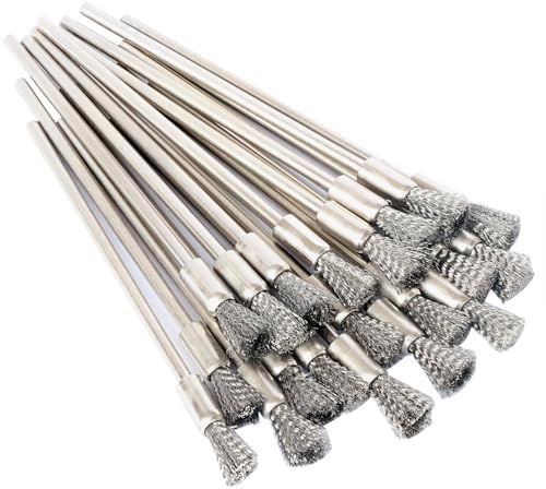 20pcs Scratch Brush Pen Set, Stainless Steel Bristles Pen Style Prep Sanding Brush,Removing Corrosion and Rust, Electrical Circuit Boards and so on (20pcs Stainless Steel)