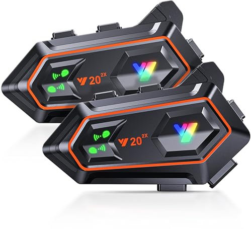 WANNTO Interfono Moto bluetooth coppia 1000M Sistema di Comunicazione con Cancellazione del Rumore wireless 5.0 bluetooth Auricolare Casco Moto Motociclisti (Doppio)