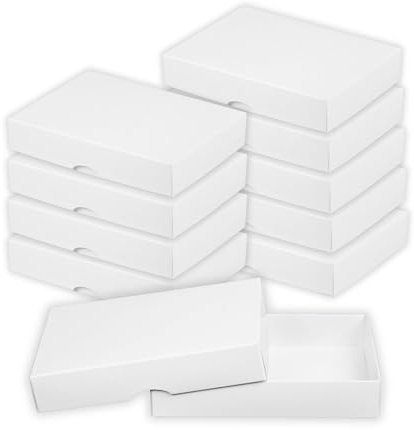 Faltschachtel 10 x 15 x 2,5 cm, Braun, mit Deckel, Kraftkarton - 10er Set