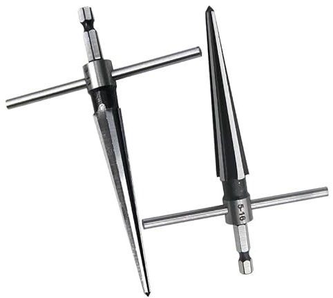 2 Pack of Handheld Tapered Reamers (3-13mm & 5-16mm) 1/4 Inch Hex Shank - T-Handle Taper Reamer Woodwork Set