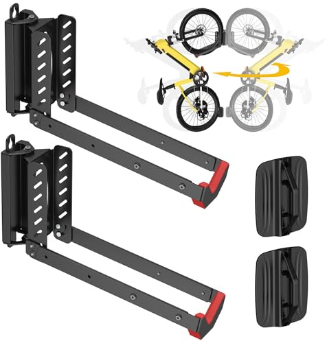 Mimoke Supporto da parete per bicicletta salvaspazio regolabile, design facile da sollevare con braccio pieghevole e funzione girevole (2 unità)