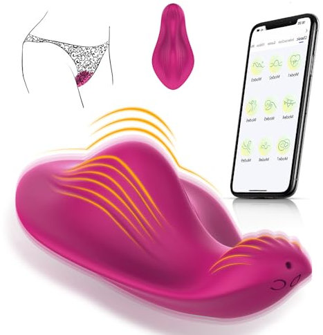 Hmxseu Tragbare Klitoris Vibratoren Ultradünner Butterfly Vibrator mit 9 Vibrationsmodi APP-Steuerung Vibratorensets Leiser Stark G-Punkt-Vibrator Klitoris Stimulator Massage Sexspielzeug für Frauen