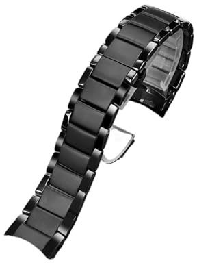 JVEIWAD Ceramic Case Watchband Compatible With Armani Watch AR1451 AR1452 AR1400 AR1410 AR1421 AR1440 Men's Black Strap Accessories(AR-1452 strap)