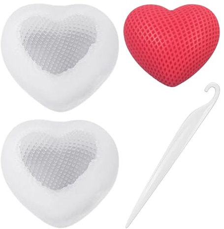 HDGSAFD 2 Moules en Silicone en Forme De Coeur Et 1 Couteau À Démouler, Moule À Pâtisserie, Moule À Décoration DIY, Peuvent Être Utilisés pour Faire des Gâteaux, Chocolats, Bougies