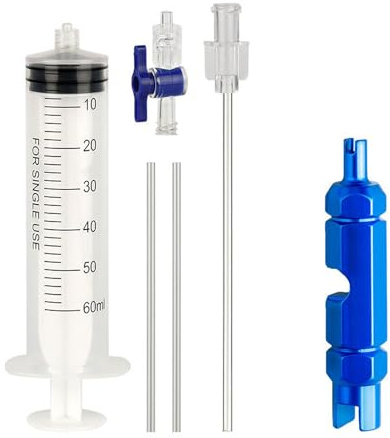 Bamyli Miele Staubsauger Ersatzteile, Tubeless Spritze Fahrrad, Tubeless Dichtmittel Spritze Reifendichtmittel Für Fahrradreparatur mit Ventileinsatz Entfernungswerkzeug, 60ml