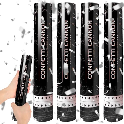 Mineup 4 * Cannone Spara Coriandoli, 30 cm Coriandoli Cannoni Popper, Flusso di Coriandoli di 3-5 Metri, Tubo Sparacoriandoli Matrimonio, Sparacoriandoli Compleanno per Matrimonio, Festa, Compleanno