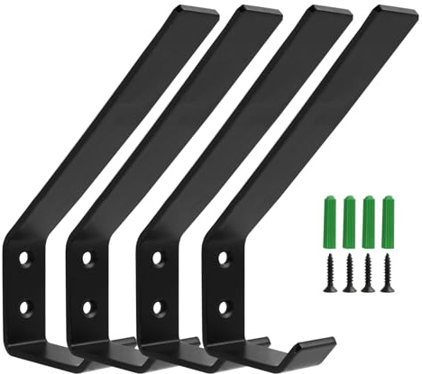 Annlpoy 4pcs gancho perchero pared para abrigos ropa modernos negro mate,Paneles Acústicos de Pared con Ganchos Dobles para Colgar,para Decoración y Organización del Hogar y Oficina