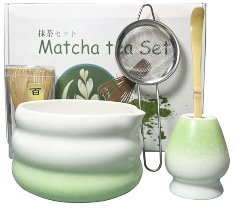 Zixrmor Premium Matcha Set – Matcha Schale, Bambusbesen und Matcha-Löffel Filterlöffel Matcha Set– Vollständiges Matcha Tea Set für Traditionelle Japanische Teezeremonie