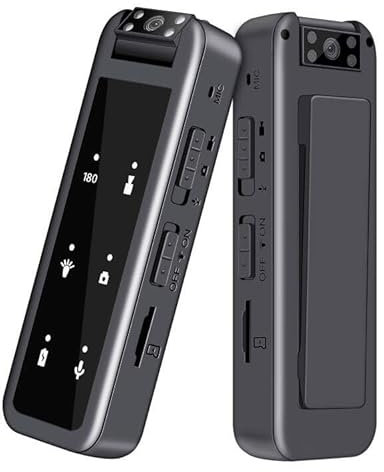 Lgjxzc 1080P Mini Video Cámara con Clip Trasero, 128GB Cámara de Cuerpo con 5HR Batería &180° Lente Giratoria, Visión Nocturna Cámara de Cuerpo con Grabación de Video y Audio