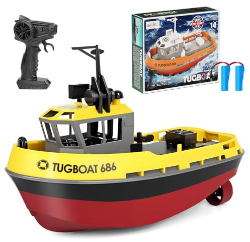 FORMIZON Ferngesteuertes Boot, 1:72 DIY Simulation Modell RC Boot mit LED Lichtern, 2,4 GHz Spielzeug Schiff Ferngesteuert RC Rettungsboot, Pool Spielzeug für Kinder und Erwachsene
