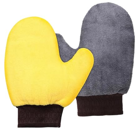 PEAPIN 2Pcs Car Wash Mitt, Soft Scratch-Free Dual-Sided Car Cleaning Mitt, Super Absorbent & Reusable