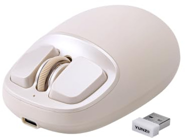 YUNZII C1 Silikon Trådlös mus, 4800 DPI Optisk Spårning, 6 Justeringsnivåer, Tri-Läge 2,4G/USB-C/Bluetooth-mus,Anpassningsbar Mus för Bärbar dator, dator, iPad, MacBook (Beige) | 6 justerbara lägen, tri-läge, 2,4 G/Bluetooth/typ-C, mus för bärbar dator, Mac, iPad, PC
