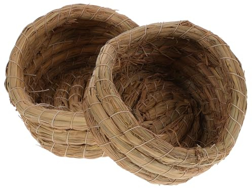 TOMETURE Ponederos de Paja Natural, Nidos Tejidos para Gallinero 2 Piezas, Casa para Dormir Aves Que Proporciona Área Reservada y Mantiene el Calor