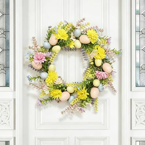 Ghirlanda Pasquale,Ghirlanda Di Pasqua Da Appendere,40 Cm,Decorazione Primaverile Per Porta D’Ingresso,Decorazione Festiva Per Interni Ed Esterni,Per Porta D'Ingresso,Portico,Soggiorno,Giardino