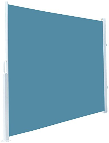 Royal Gardineer Sichtschutzrollo Garten: Seitenmarkise 120 x 200 cm, für Garten, Balkon und Terrasse, blau (Sichtschutzrollo Terrasse, Sichtschutz Rollo, Pool)