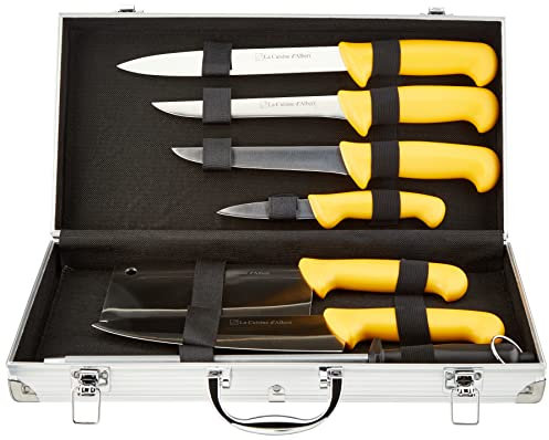 Pradel Excellence LA Cuisine D'ALBERT 001000 Lot de 8 Mallettes du Chef Acier Inoxydable/Polypropylène Jaune 40 cm