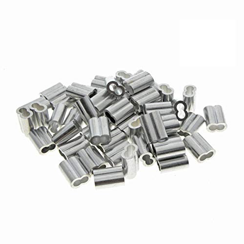 Kitchen-dream 0.04 pulg. (1 mm) de diámetro Cable de acero Mangas de aluminio Accesorios de clip Crimps de cable (80PCS)