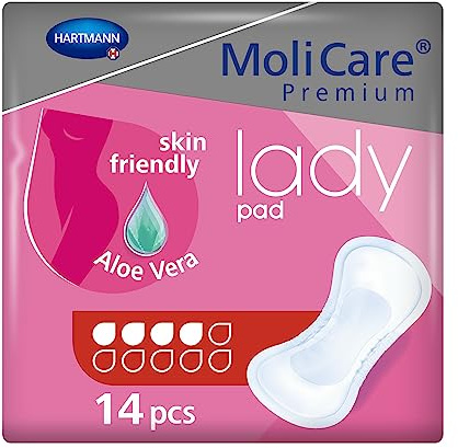MoliCare Premium Lady PAD, Incontinence Pads for Women with Bladder Weakness, 4 Drops, Pack of 14