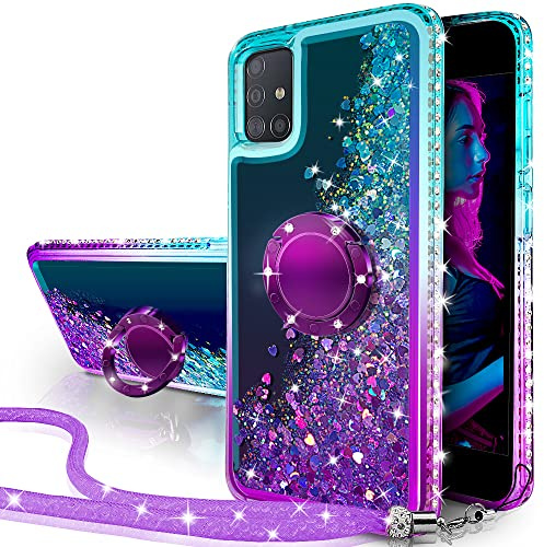 Miss Arts för Samsung Galaxy A51 fodral, glitterfodral med stativ. Lila