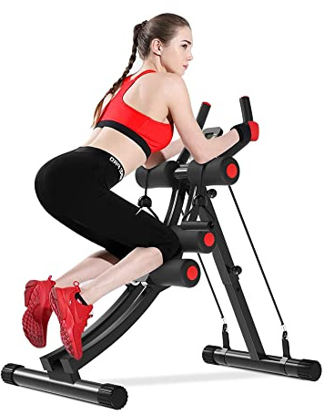 KESHWELL Ab Machine,Ab Workout Equipment For Home,Whole Body Exercise Waist Trainer For Women,Ab Machine For Stomach Workout,Foldable Fitness Exercise Equipment With Resistance Bands&LCD Display