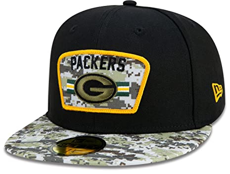 New Era 59Fifty Green Bay Packers Cap Basecap Baseballcap Flat Brim Fitted NFL-Cap (7 1/4 (57,7 cm) - schwarz)