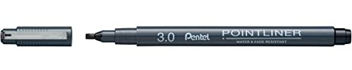 Pentel Pointliner Calligraphy S20P-C30A, Fineliner mit metallgefasster Kalligraphiespitze, schwarz, wasserfest und lichtecht, 3.0 mm, 1 Stück (1er Pack)